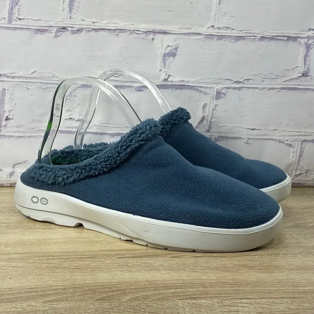 OOFOS OOcoozie Blue Fleece Lined Slip On Shoes Men's Size 11 Recovery Comfort